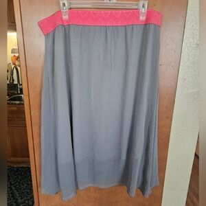LuLaRoe Womens Lola Skirt Sz 2x  Gray Coral Pull On Partially Lined